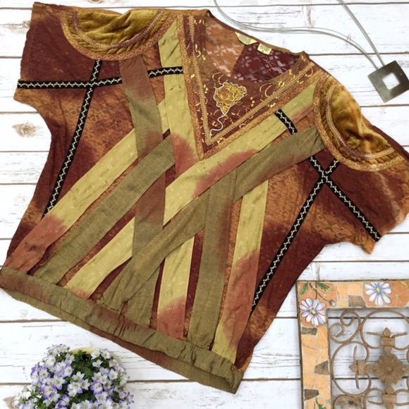 Vintage Tops - Vintage Mixed Materials Art To Wear Tunic Top